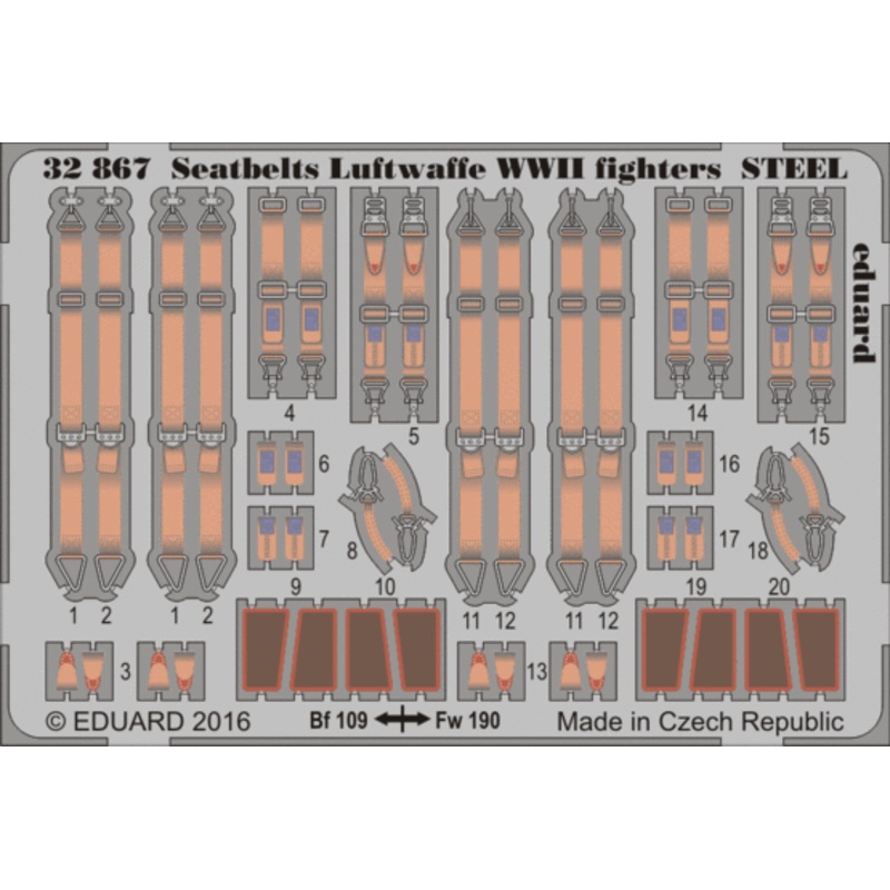 Eduard - 1/32 Seatbelts Luftwaffe WWII fighters (Color Photo-etched) 32867