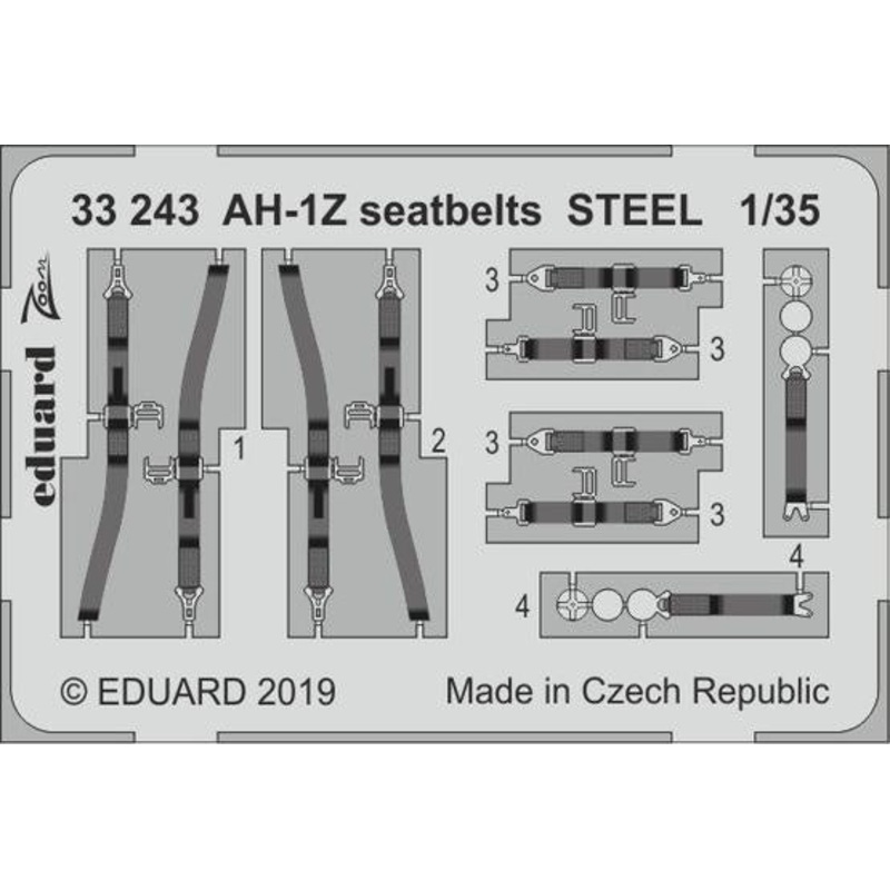 Eduard - 1/35 AH-1Z Seatbelts STEEL (Color photo-etched) (for Academy) 33243