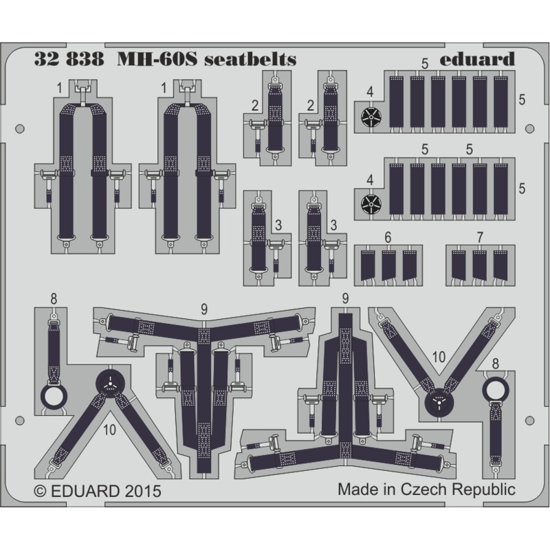 Eduard - 1/35 MH-60S Seatbelts (Color photo-etched) (for Academy) 32838