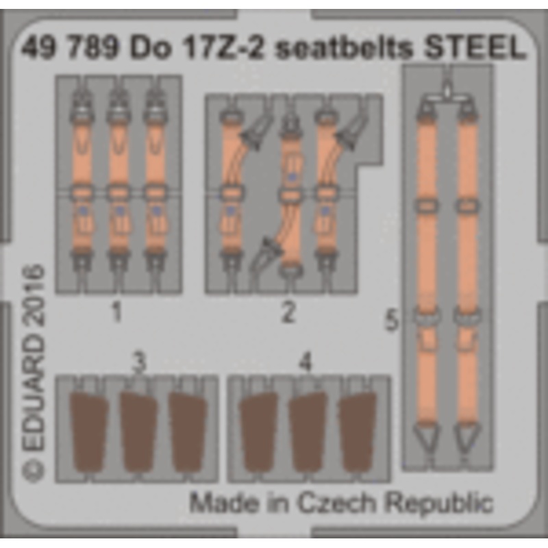 Eduard - 1/48 Do 17Z-2 Seatbelts STEEL (Color Photo-etched)(for ICM) 49789