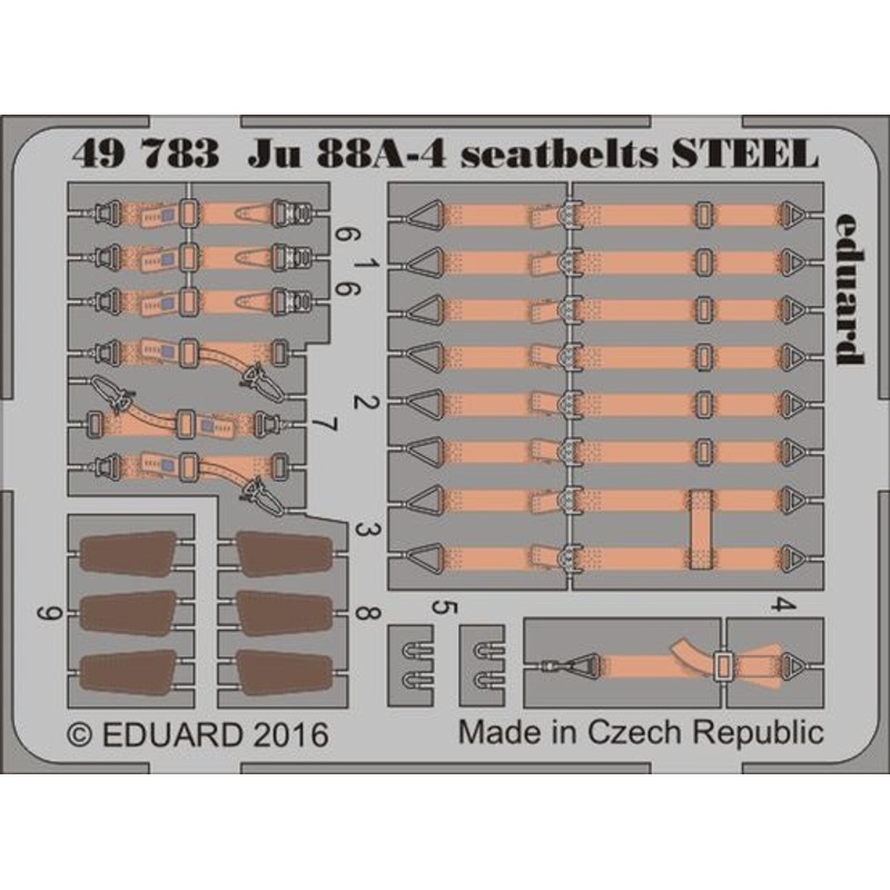 Eduard - 1/48 Ju 88A-4 Seatbelts STEEL (Color photo-etched) (for ICM) 49783