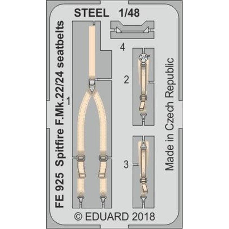 Eduard - 1/48 Spitfire F.Mk.22/24 Seatbelts STEEL (Color Photo-etched)(for Airfix) FE925