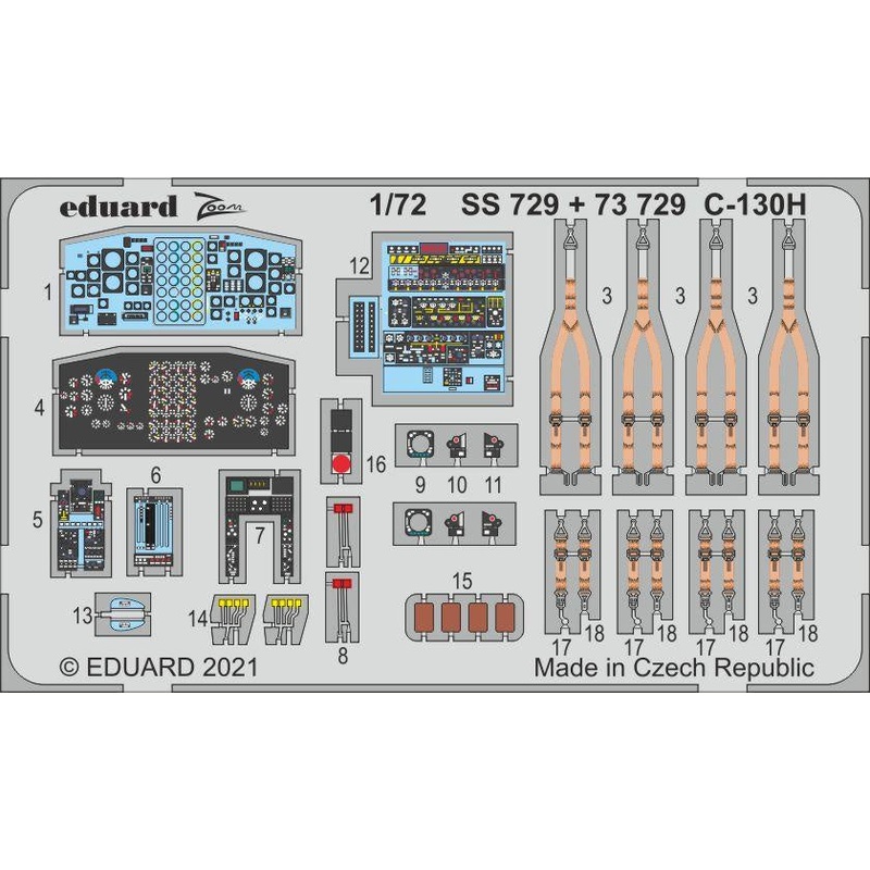 Eduard - 1/72 C-130H (Color photo-etched) (for Zvezda) SS729