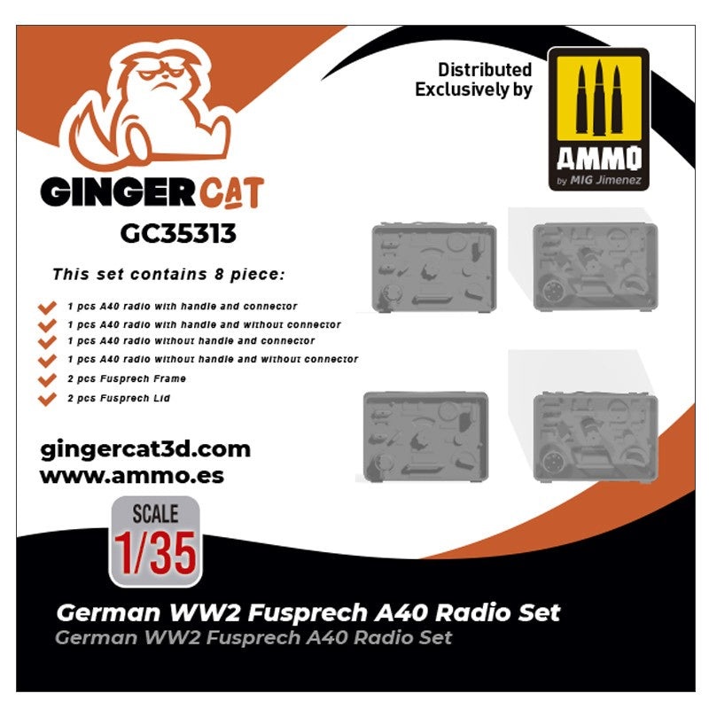 Gingercat - 1/35 German WWII Fusprech A40 Radio Set (8pcs)
