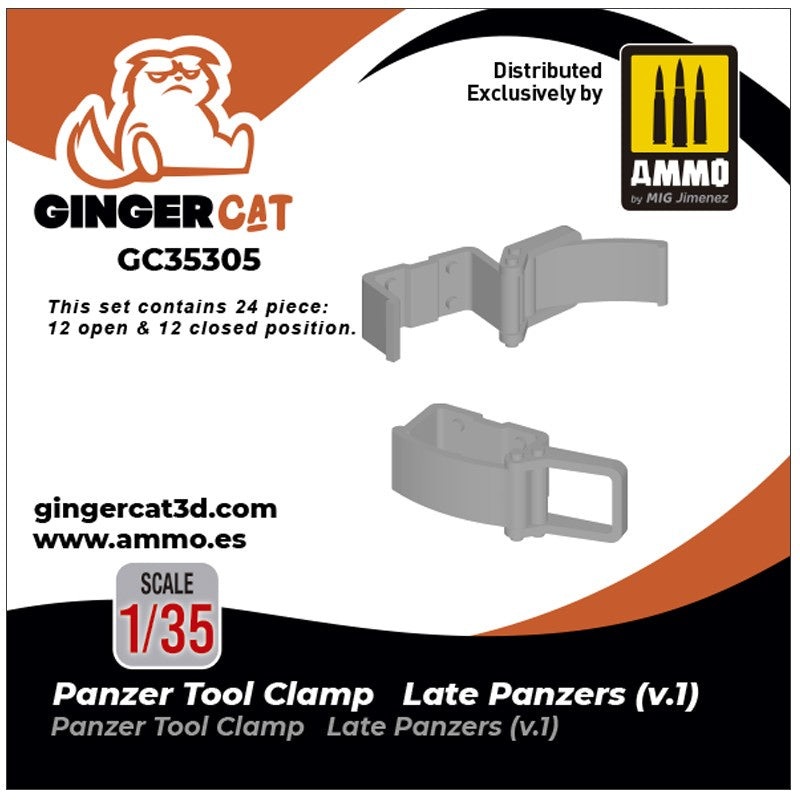 Gingercat - 1/35 Panzer Tool Clamp - Late Panzers Version 1 (24pcs)