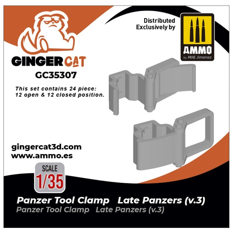 Gingercat - 1/35 Panzer Tool Clamp - Late Panzers Version 3 (24pcs)