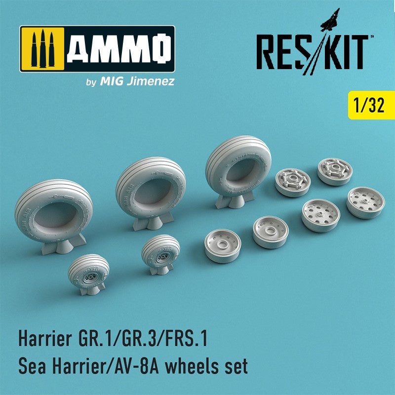 Reskit - 1/32 Harrier GR.1/GR.3/AV-8A/FRS.1/Sea Harrier Wheels Set (RS32-0211)