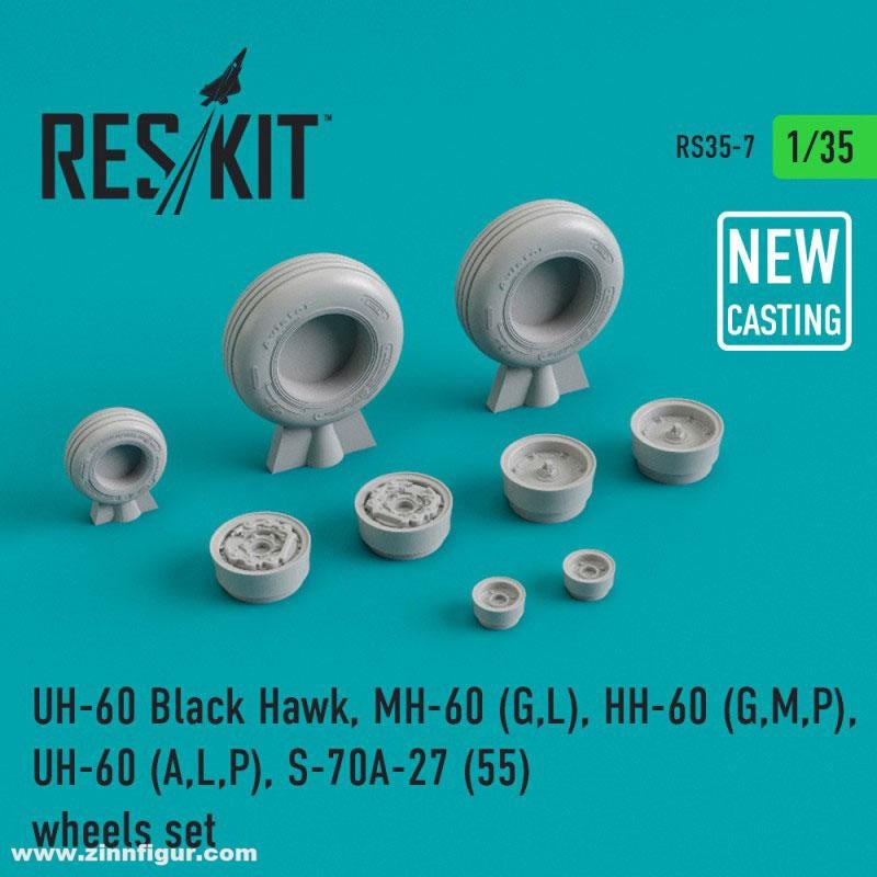 Reskit - 1/35 UH-60 Black Hawk - MH-60, HH-60, UH-60, S-70A-27(55) wheels set (RS35-0007)