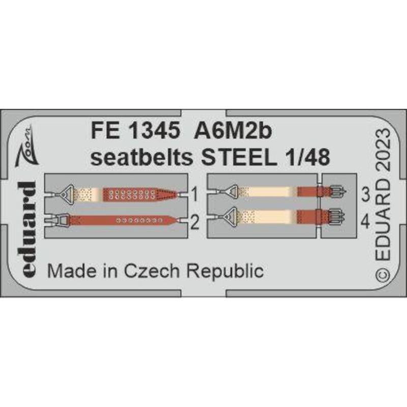 Eduard - 1/48 A6M2b Seatbelts STEEL (Color photo-etched)(for Academy) FE1345