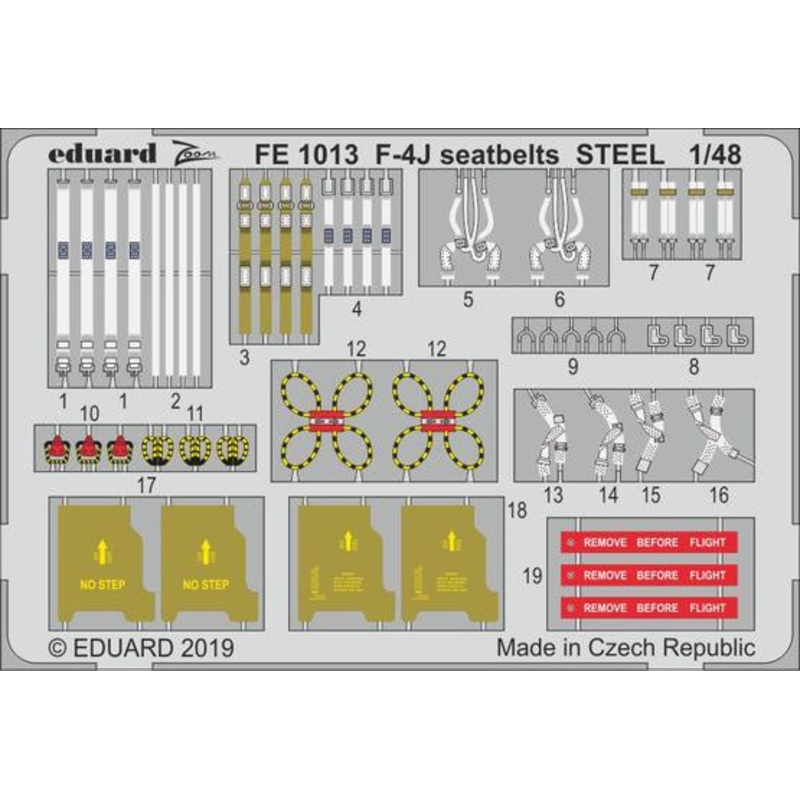 Eduard - 1/48 F-4J Seatbelts STEEL (Color Photo-etched)(for Academy) FE1013