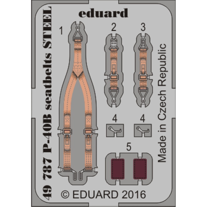 Eduard - 1/48 P-40B Seatbelts STEEL (Color Photo-etched)(for Airfix) 49787