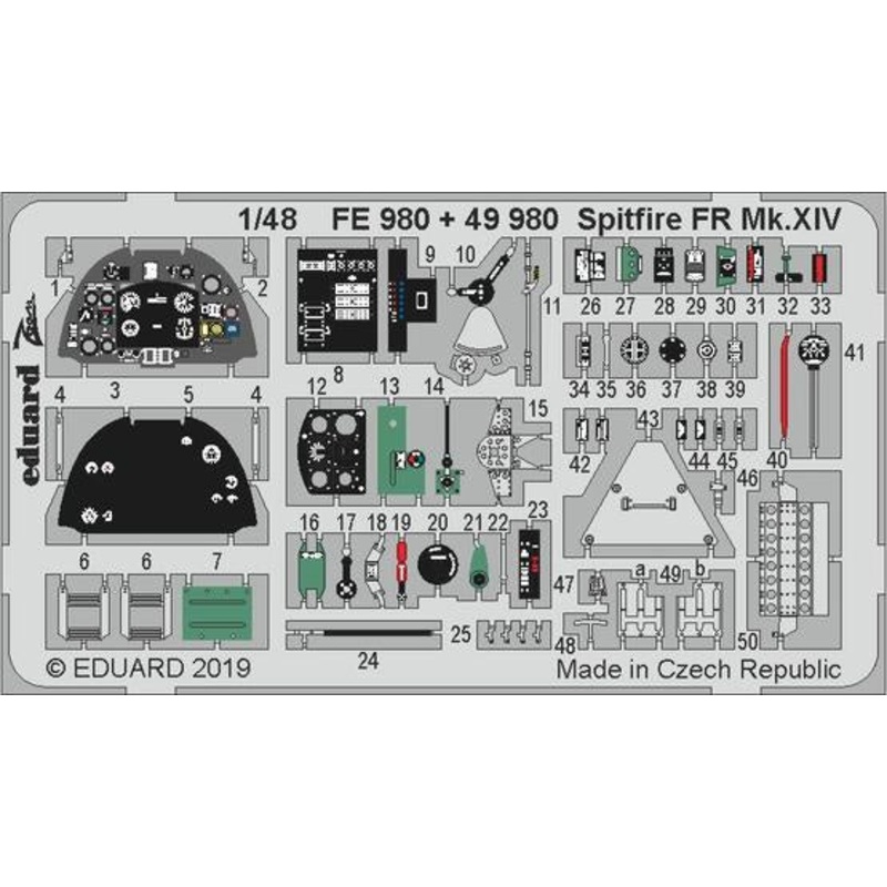 Eduard - 1/48 Spitfire FR Mk.XIV (Color Photo-etched)(for Airfix) 49980