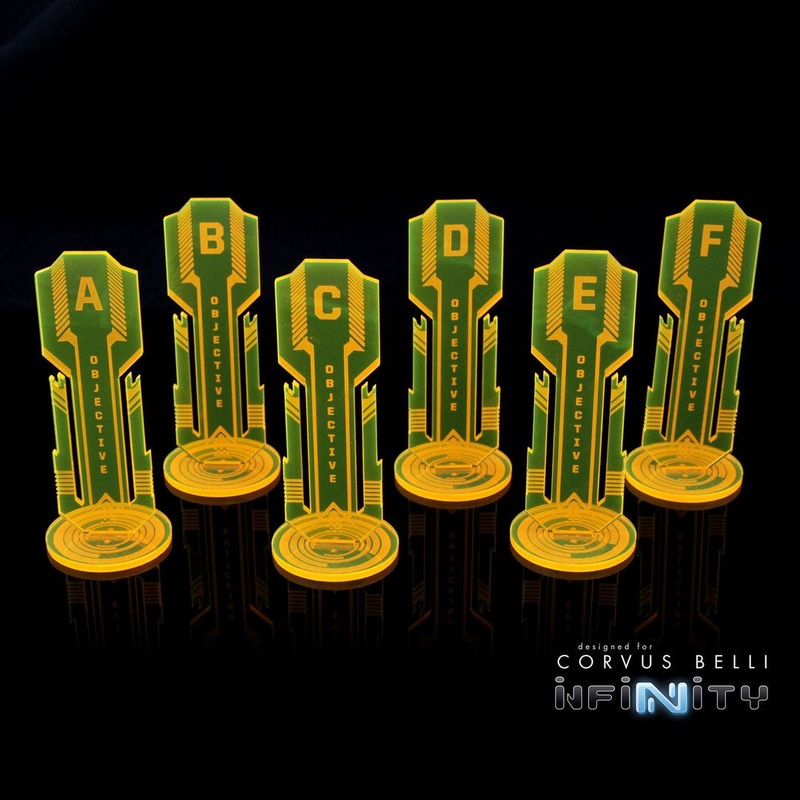 Warsenal - Acrylic Sci Fi Objectives 6 Pack - Fluorescent Yellow / Alpha