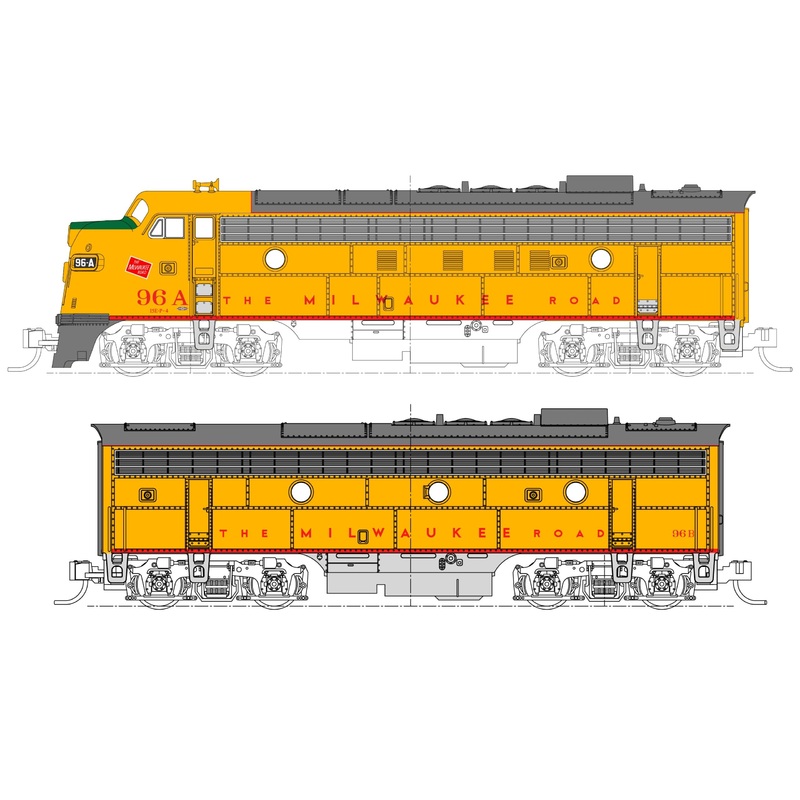KATO 106-0432 N Scale Milwaukee Road "Olympian Hiawatha Post 1955" EMD FP7A #96A and F7B #96B