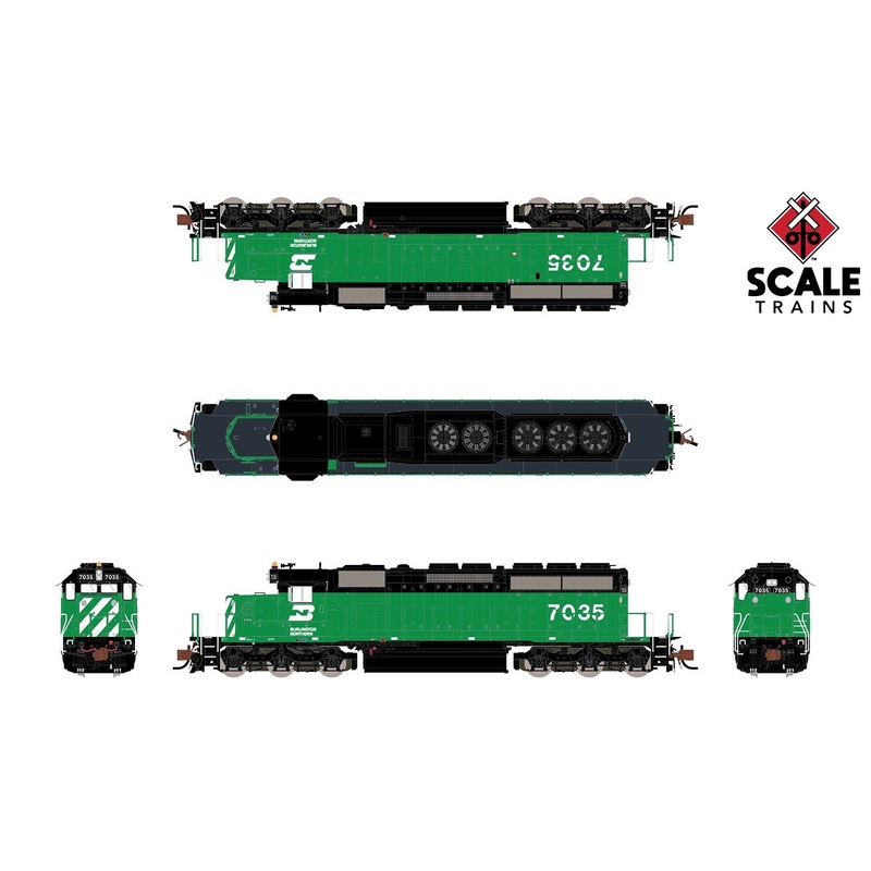 ScaleTrains 33784 Rivet N Scale EMD SD40-2 Burlington Northern BN 7035